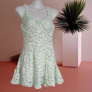 Cinema Exoile Feminine Mint Green Lace Lingerie Slip Size Large